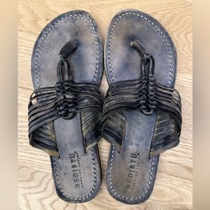 Bed Stu Gray Black Braided Leather Sandals Flip Flop Cobbler Series